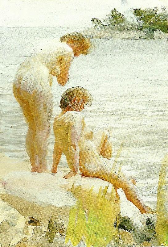 Anders Zorn tva flickor pa klipphall Sweden oil painting art